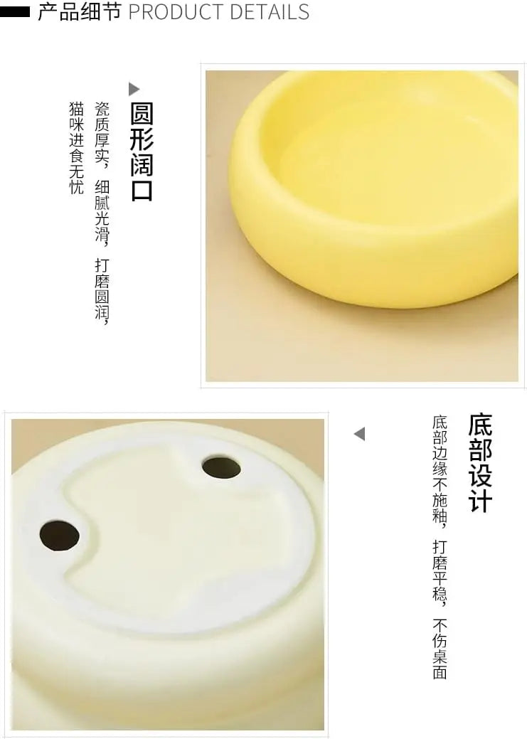 High Capacity White Ceramic Cat Bowl Large Wide Mouth Monolayer for Protection Cervical Vertebrae for Cat Food Rice Other Meals