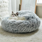 50CM Winter Cat Bed Warm Cat Mat Round Long Plush Sofa Soft Sleeping Cushion Pet Basket Bed for Cat Nest Pet Bed Drop Shipping