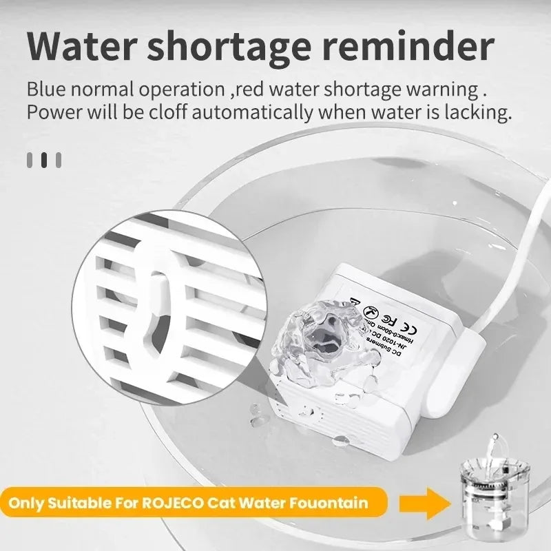 Water Pump LED Light Pet Cat Water Fountain Accessories Replacement Cats Water Dispenser Filter Element Anti-Dry Boil