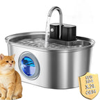 Cat Water Fountain Stainless Steel 108oz/3.2L Battery Wireless Cat Fountains for Drinking Indoor Automatic Pet Water Dispenser