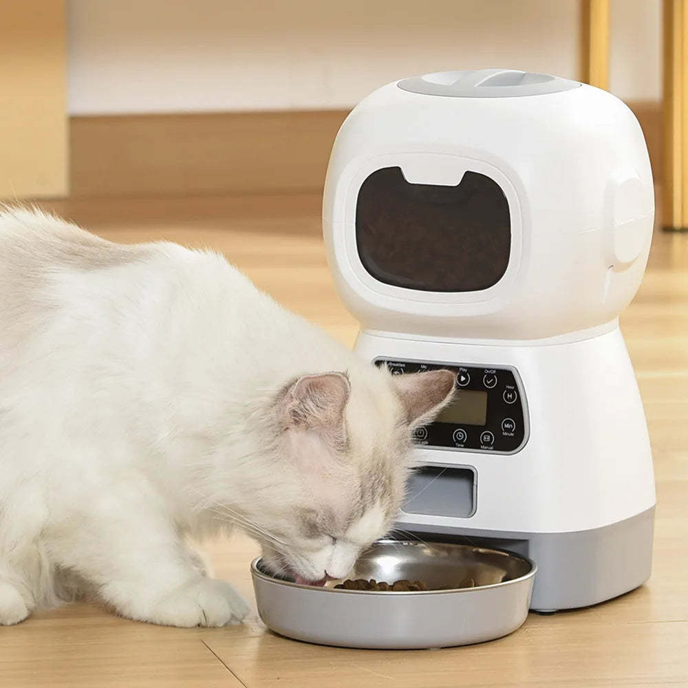 Hot Selling 3.5L OEM Luxurious Plastic Smart Pet Feeder with WiFi Control Automatic Feeding App & Voice Record for Dogs & Cats