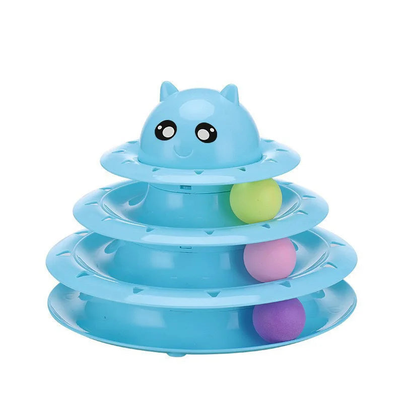 3-Level Interactive Cat Toy with Moving Balls Circle Track Design for Exercise and Hunting Fun and Sustainable Feature