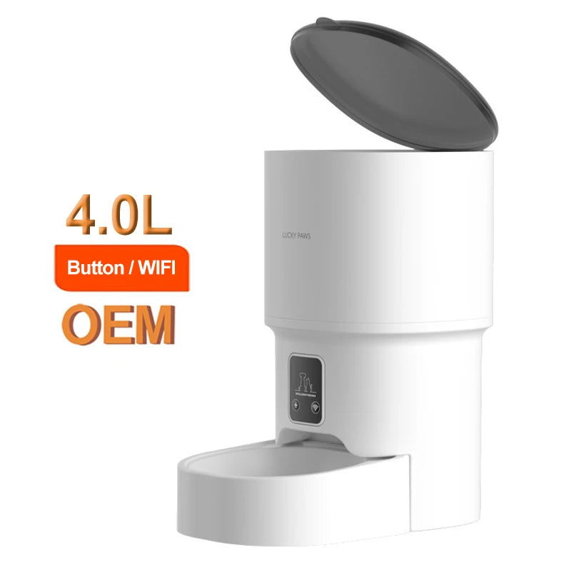 Smart Durable Plastic Automatic Cat Feeder with WiFi Control 4L Large Capacity Moisture-Proof Design Remote Feeding APP Control