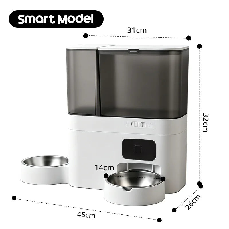 2026 New 5L Automatic Cat Feeder with Stainless Steel Water Bowl Dog 5G Smart Pet Feeder with Camera Voice Interaction OEM ODM