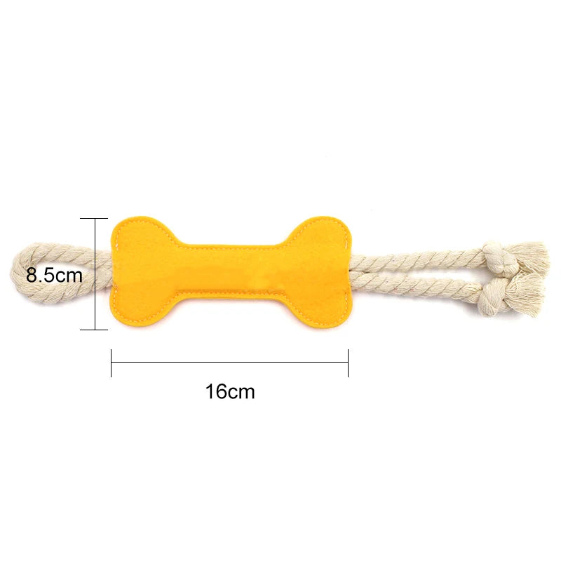 Puppy Dog Chew Toy Bone Shape Felt Material Tearing Rope Knot Interactive Teeth Cleaning and Pet Training Tool
