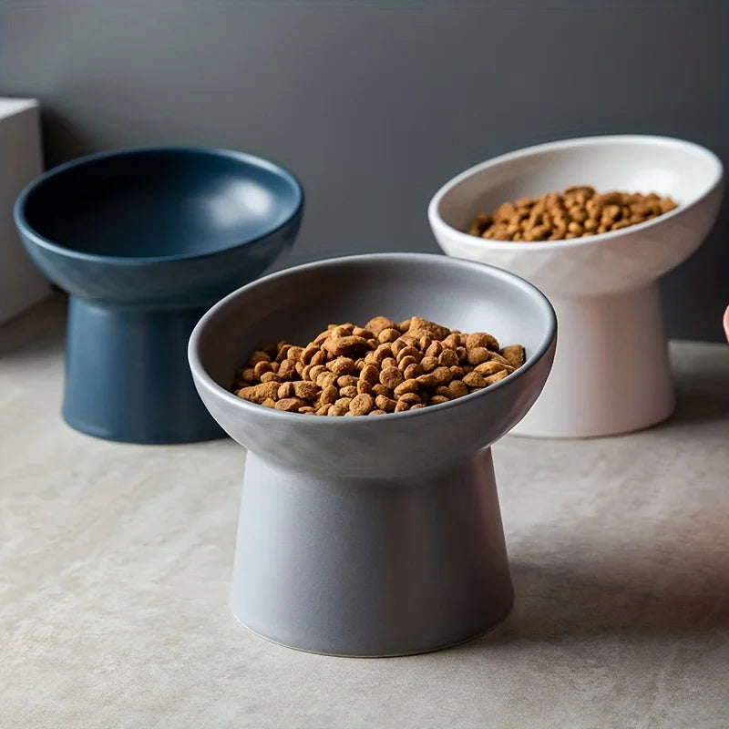 Ergonomic Ceramic Cat Bowl Angled Design for Neck Comfort Supportive Elevated Feeder Pet Dining Solution for Indoor Cats