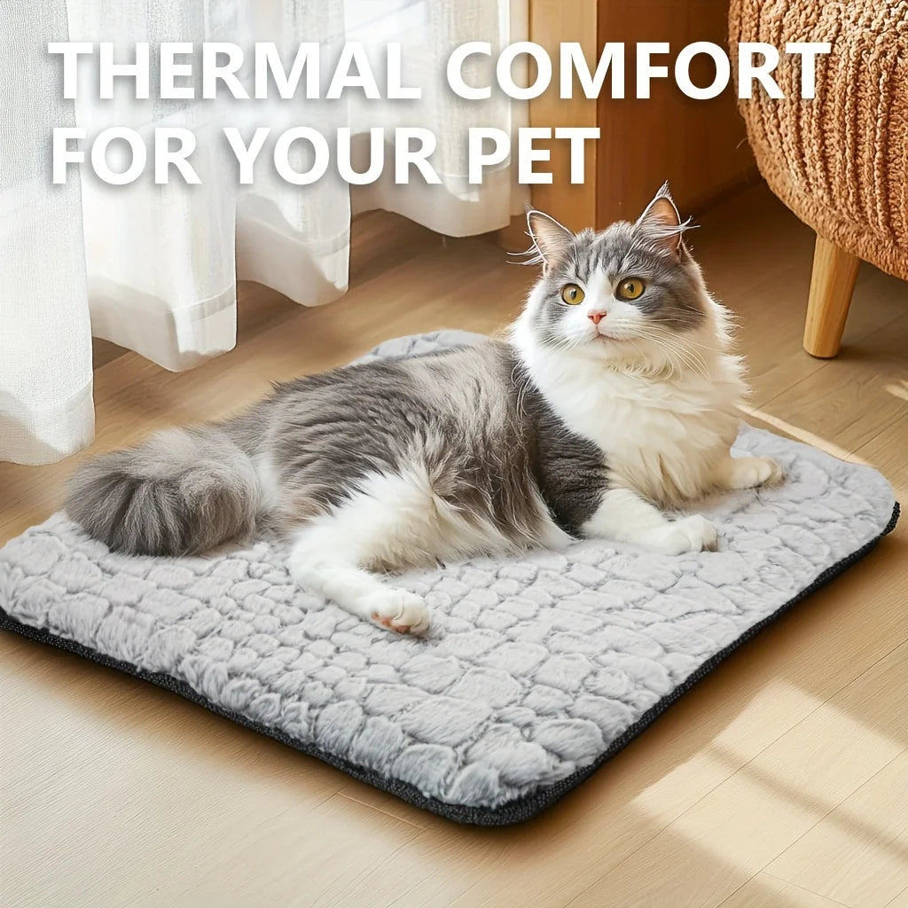 Luxurious Modern Self-Warming Cat Bed Winter Anti-Slip Solid Pattern Pet Heating Pad Soft Warm Dog Mat for Indoor Use