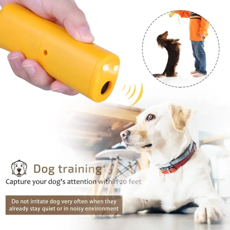 Ultrasonic Dog Repeller and Trainer Device with LED Light 3 in 1 Anti Barking Stop Bark Handheld Dog Training Device No Battery