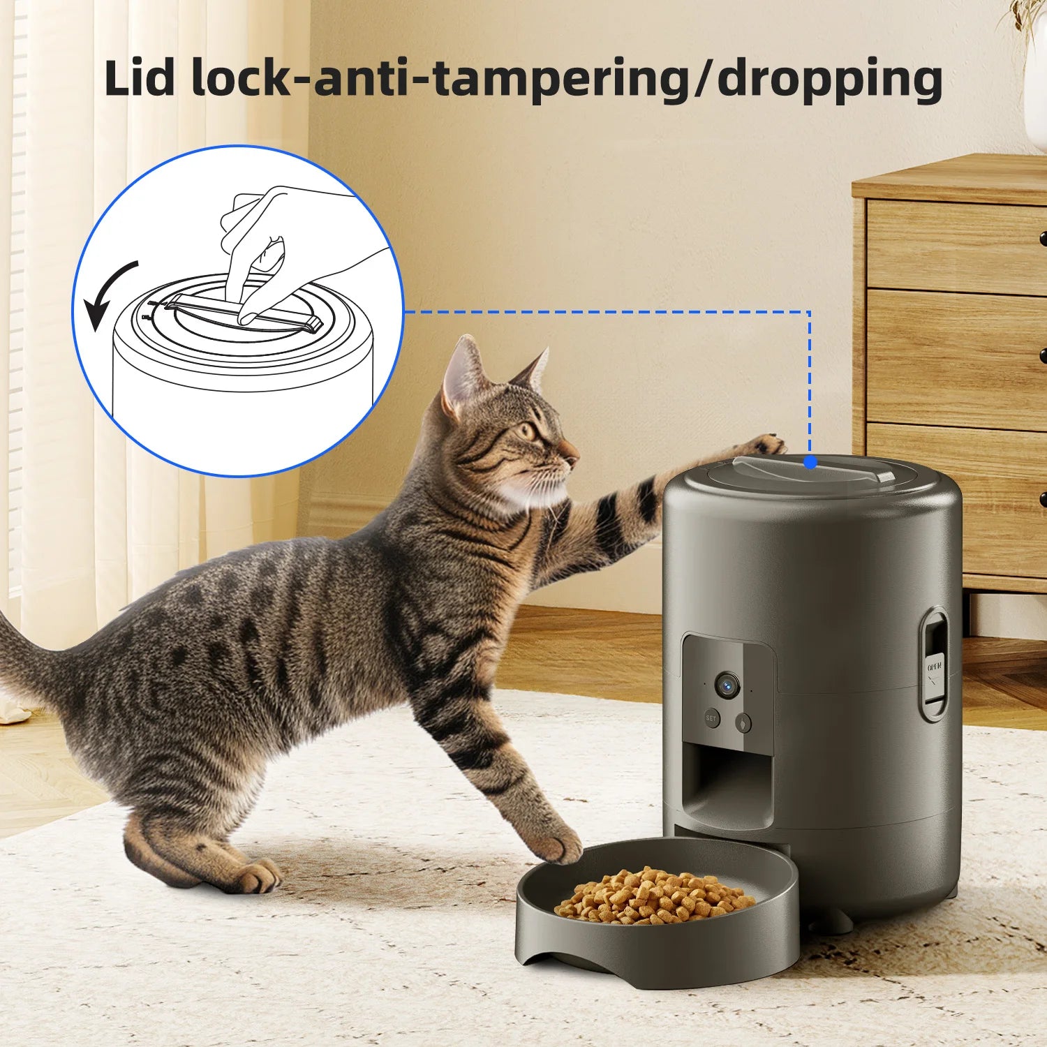 OEM 2L Automatic Cat Feeder with Camera Cat and Dog Food Dispenser Smart Timed Setting Smart Pet Feeder Dog Supplies