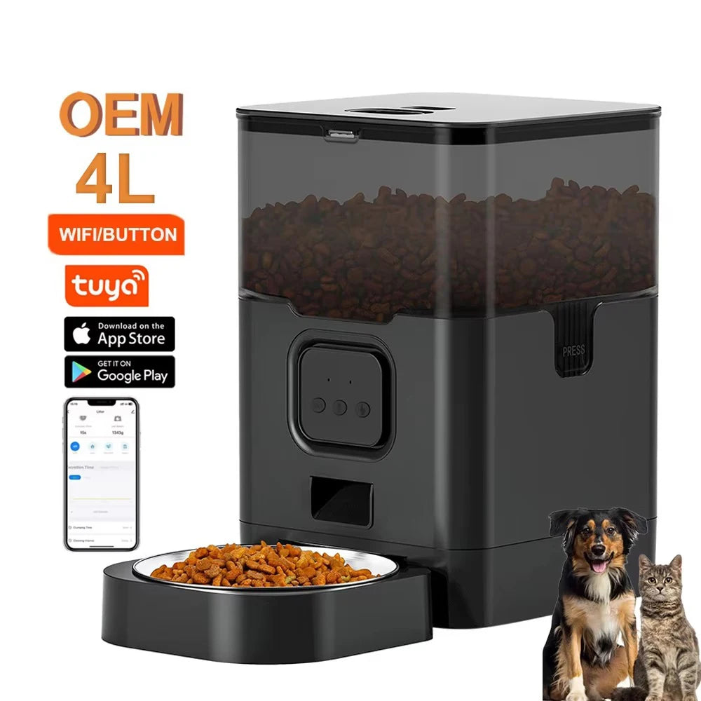 4L Automatic Dog Feeder APP Smart Pet Feeder Slow Pet Food Dispenser WIFI Time Seting OEM Auto Pet Feeder Dog Products