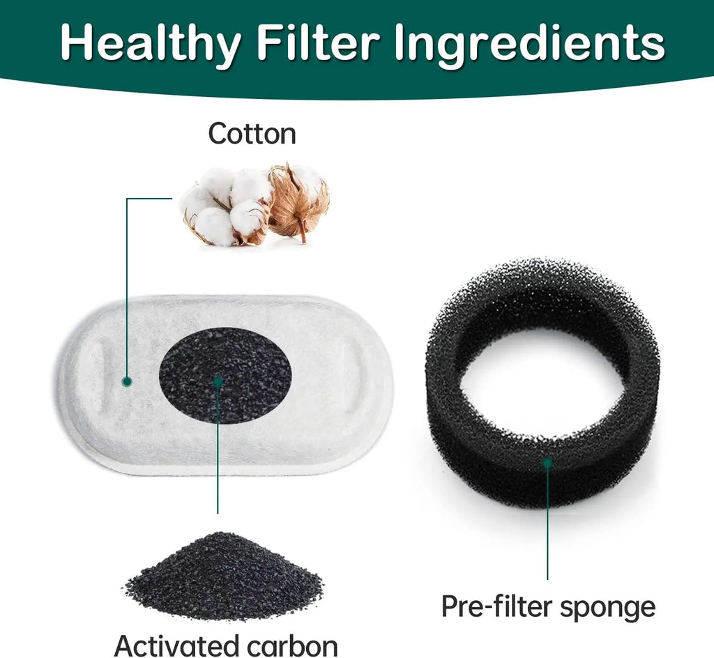 16 Pack Cat Water Fountain Filters Cat Fountain Replacement Filters for Stainless Steel Pet Water Fountain Dog Water Dispenser