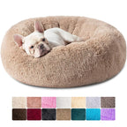 50cm Winter Solid Dog Bed Round Soft Long Plush Removable Washable Pet Cage for Dogs