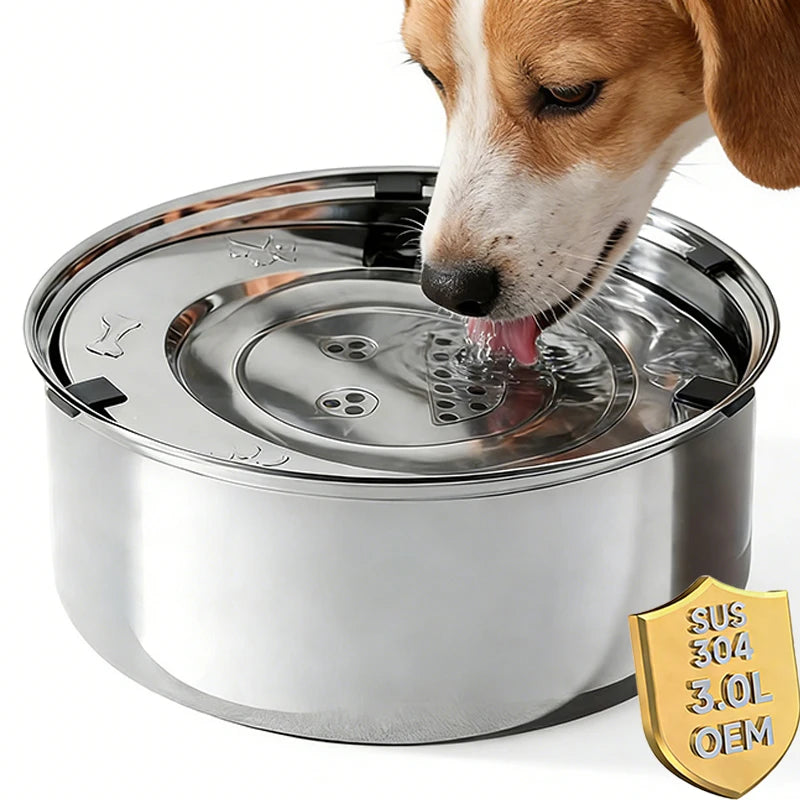 3L Stainless Steel No Spill Water Bowl for Dogs Non-Slip Slow Dog Bowl Water Feeder Dispenser for Medium Large Dogs