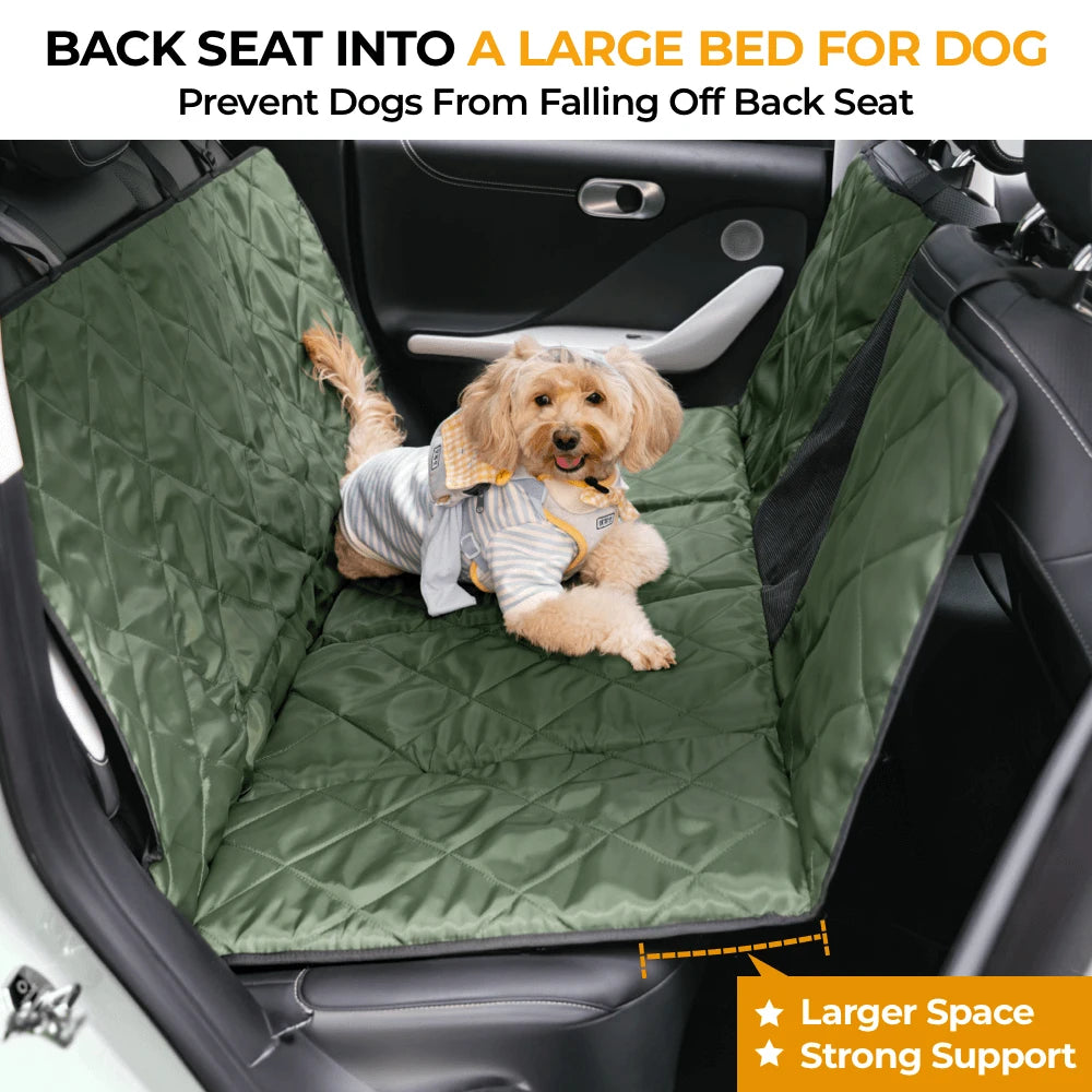 Travel Portable & Waterproof Folding Dog Car Back Cover Seat Bed Anti-Slip Extended Pet Mat for Car SUV Truck Dog Products