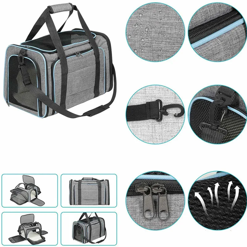 Soft Cat Handbag Pet Carries Bags 2 Sided Expandable Carrier Breathable Net Pet Outdoor Travel Shoulder Bags Cat Products