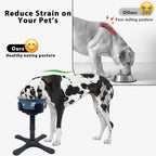 Adjustable Non-Slip Raised Dog Bowl Portable Collapsible Tilted Feeding Stand for Medium and Large Breeds 3 Heights