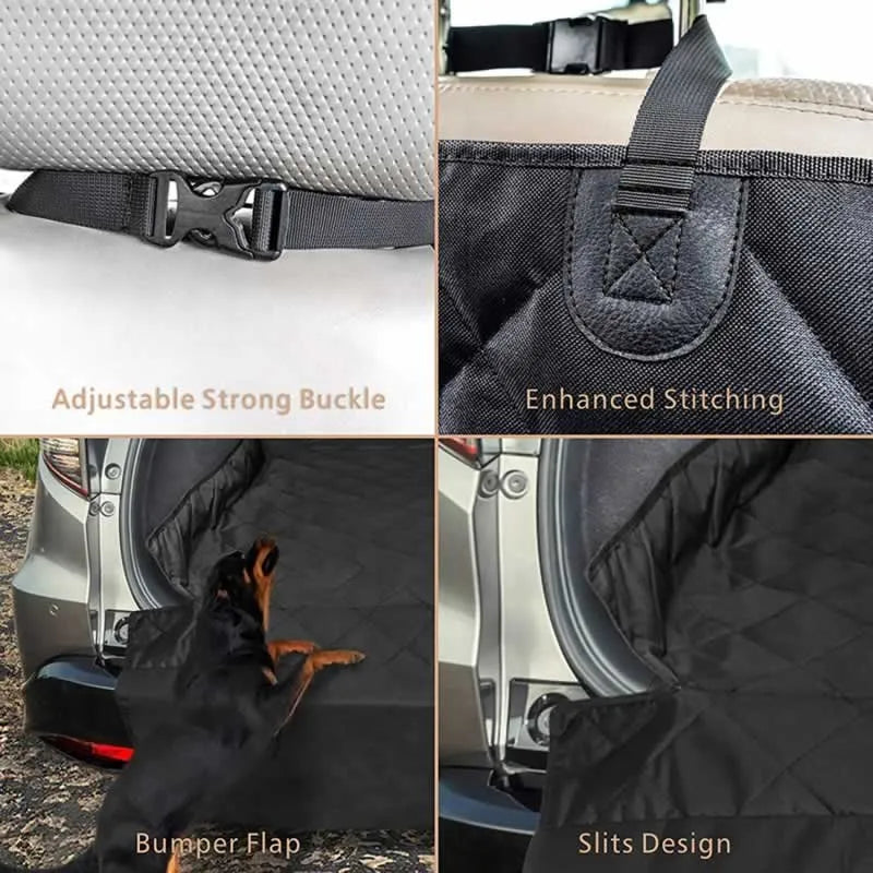 Custom Oxford Waterproof SUV Trunk Protection Mat & Rear Seat Cover with Plaid Pattern for Dogs