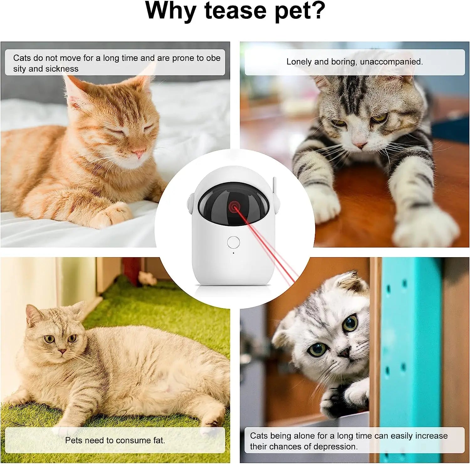 Automatic Laser Cat Toy Pet Interactive Cat Toy USB Rechargeable Indoor 3 Modes Dogs Laser Pointer Toys Cat Products