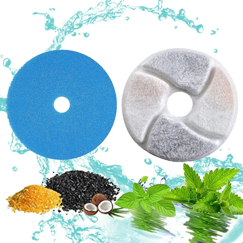 Automatic Cat & Dog Water Dispenser Filters Replacement Pet Fountain Filters with Rounded Bowls Charge Power Source