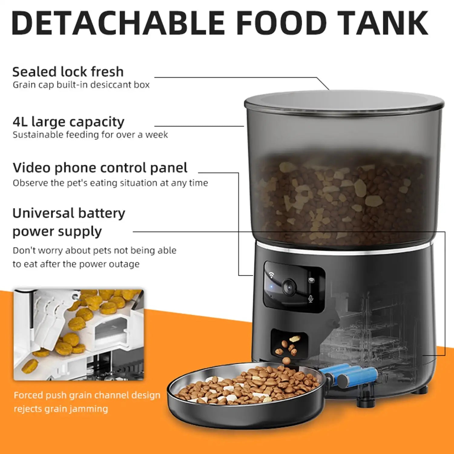 4L Automatic 2-in-1 Pet Feeder Night Vision Camera WIFI Remote APP Timed Quantified Dog Supplies Plastic Charge Power Source