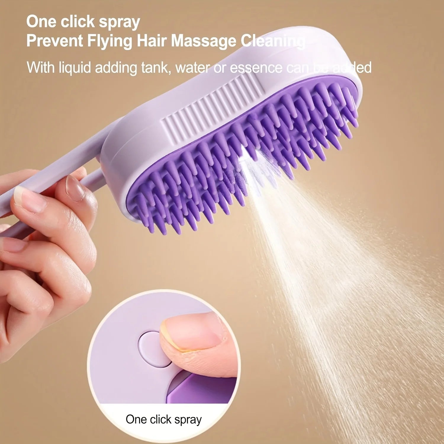 USB Rechargeable 3-in-1 Foldable Grooming Tool for Cats & Dogs Pet Brush Silicone Bristles for Long Short Fur Plastic Material