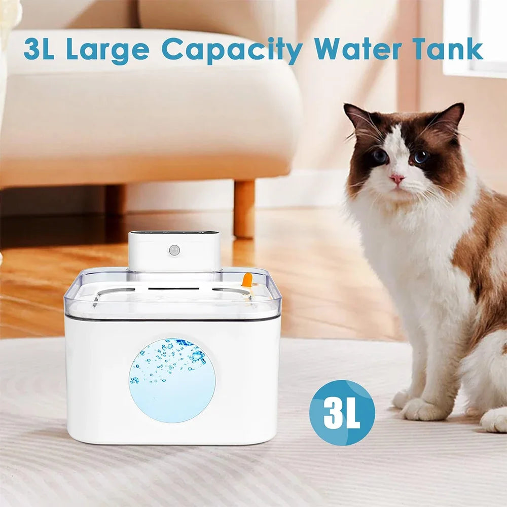 3L Wireless Cat Water Fountain with 5200mAh Battery Smart Motion Sensor Ultra Quiet Automatic Pet Drink Dispenser OEM ODM