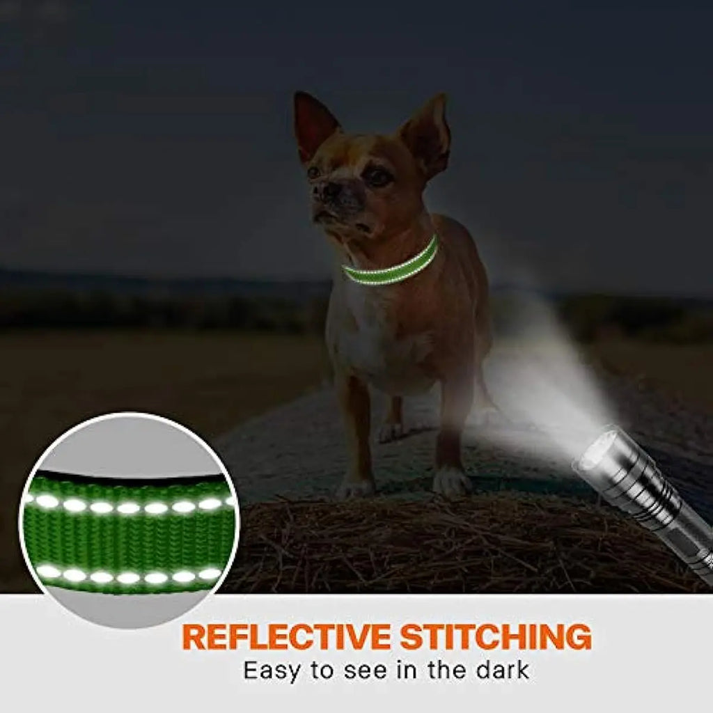 Reflective Personalized Dog Collar with Safety Locking Buckle Adjustable Nylon for Dogs-OEM Custom Logo
