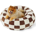 Donut Small Dog Bed Round Cat Beds for Indoor Cats Anti-Anxiety Calming Pet Beds Washable Cute Modern Cat Nest