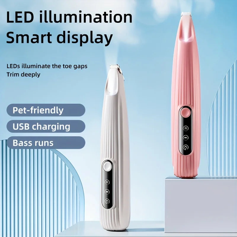 LED Light Pet Hair Trimmer Quiet Dog Grooming Clippers USB Rechargeable Dog Paw Hair Trimmer with Display Pet Grooming Tools