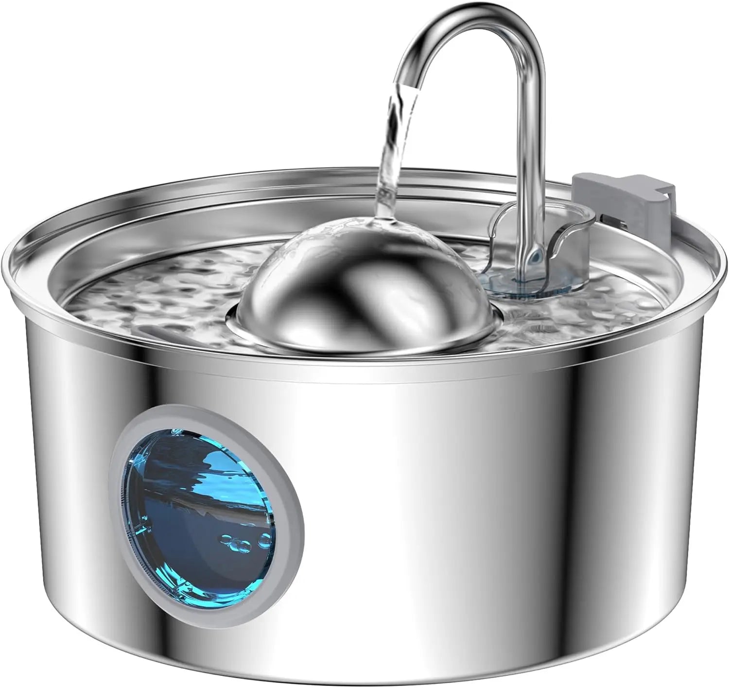 108oz/3.2L Stainless Steel Automatic Pet Water Fountain with Sphere for Outdoor Travel Cat Water Fountain Cat Products