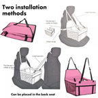 Folding Dog Car Seat Travel Booster Seat Safety Belt Washable Breathable Double-Sided Cushion Storage Pocket Summer Pet