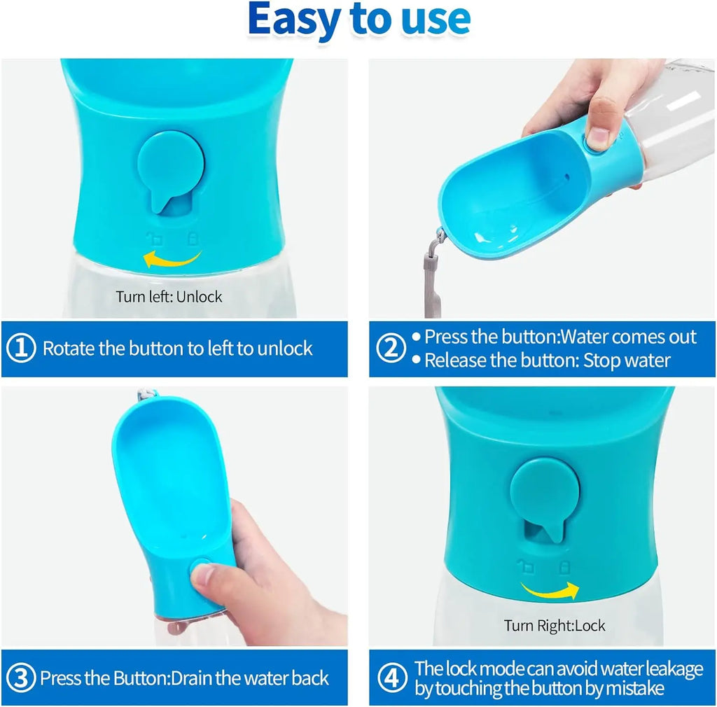 3 in 1 Dog Water Bottle Pet Bowls & Feeders Dog Water Bottle with Food Storage 550ml Outdoor Travel Pet Water Bottle