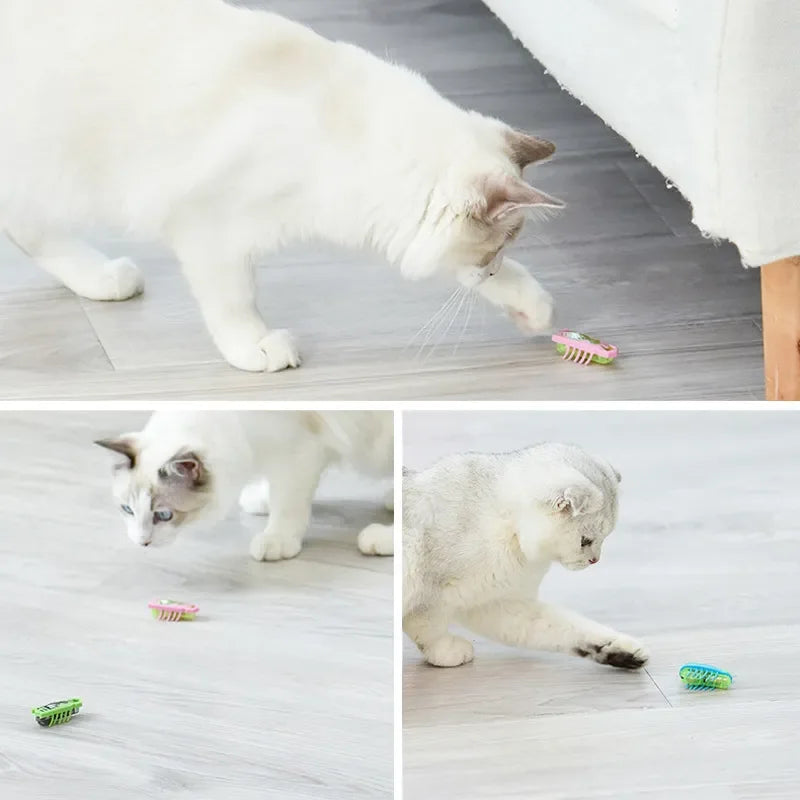 Funny Electric Bugs Cat Toy Automatic Escape Mini Robot Bug Vibration Insect Toys for Cats Battery Operated Cockroach Ladybug