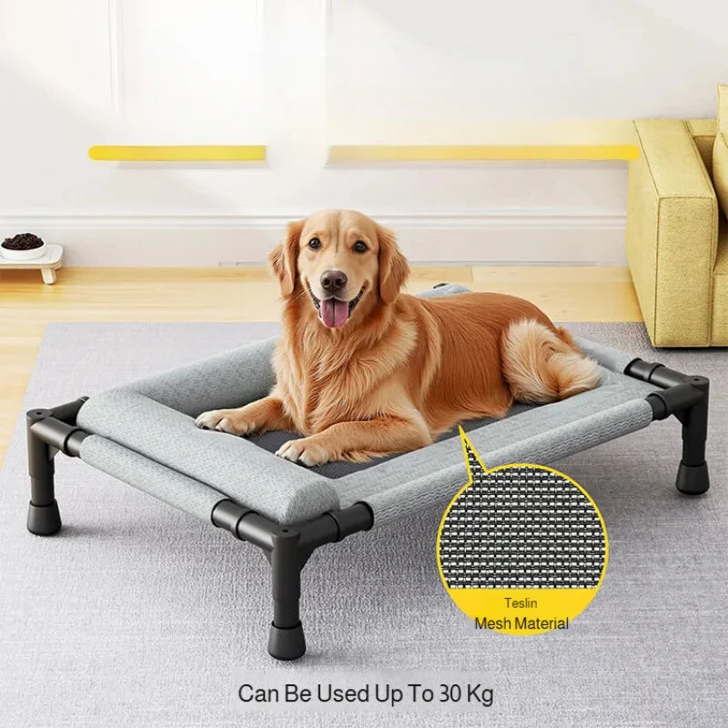 Large Breathable Mesh Dog Bed Off-The-Ground Moisture-Proof with Removable Washable Feature Universal Camp Bed for Summer Winter