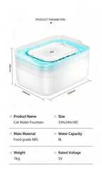 Custom 8L Large Capacity Automatic Cat Water Fountain for Dogs USB Quiet Dog Water Fountain Wholesale Pet Drinking Fountain
