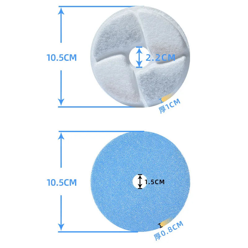 Automatic Cat & Dog Water Dispenser Filters Replacement Pet Fountain Filters with Rounded Bowls Charge Power Source