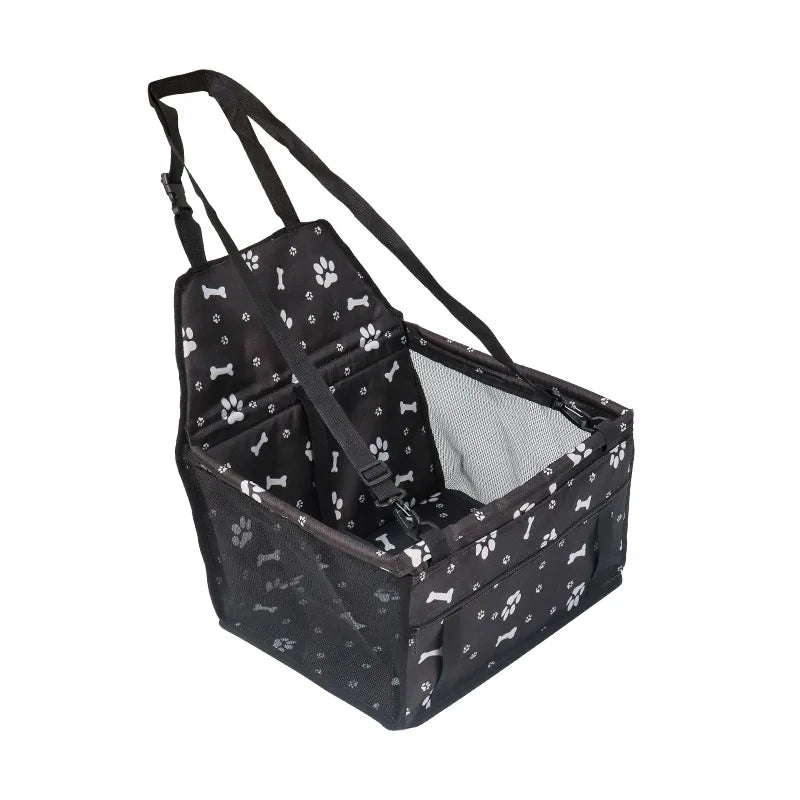 Folding Dog Car Seat Travel Booster Seat Safety Belt Washable Breathable Double-Sided Cushion Storage Pocket Summer Pet