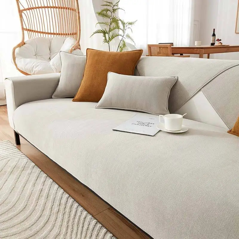 Herringbone Chenille Fabric Furniture Protector Cat Sofa Cover Pet Couch Protector Machine Washable Cat Bed Mat Cat Products