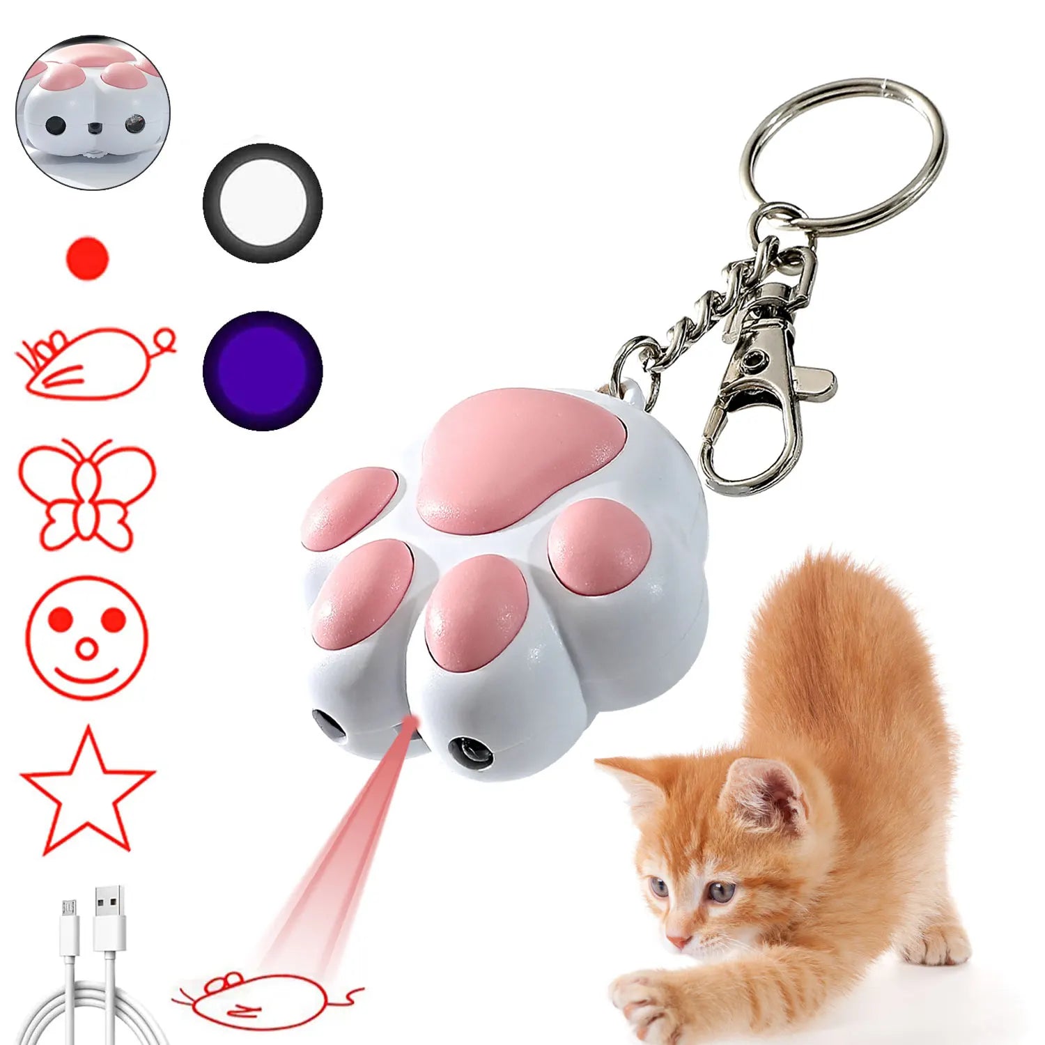 Electronic Pet Laser Pointer Cat Toys Multifunctional USB Charging Pen Pointer Toy Cat Interactive Funny Indoor Cat Teaser Toys