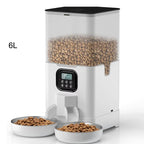 OEM 6L Automatic Cat Feeder for Two Cats with Stainless Steel Bowls LCD Display USB Charging Memory Function Smart Pet Feeder