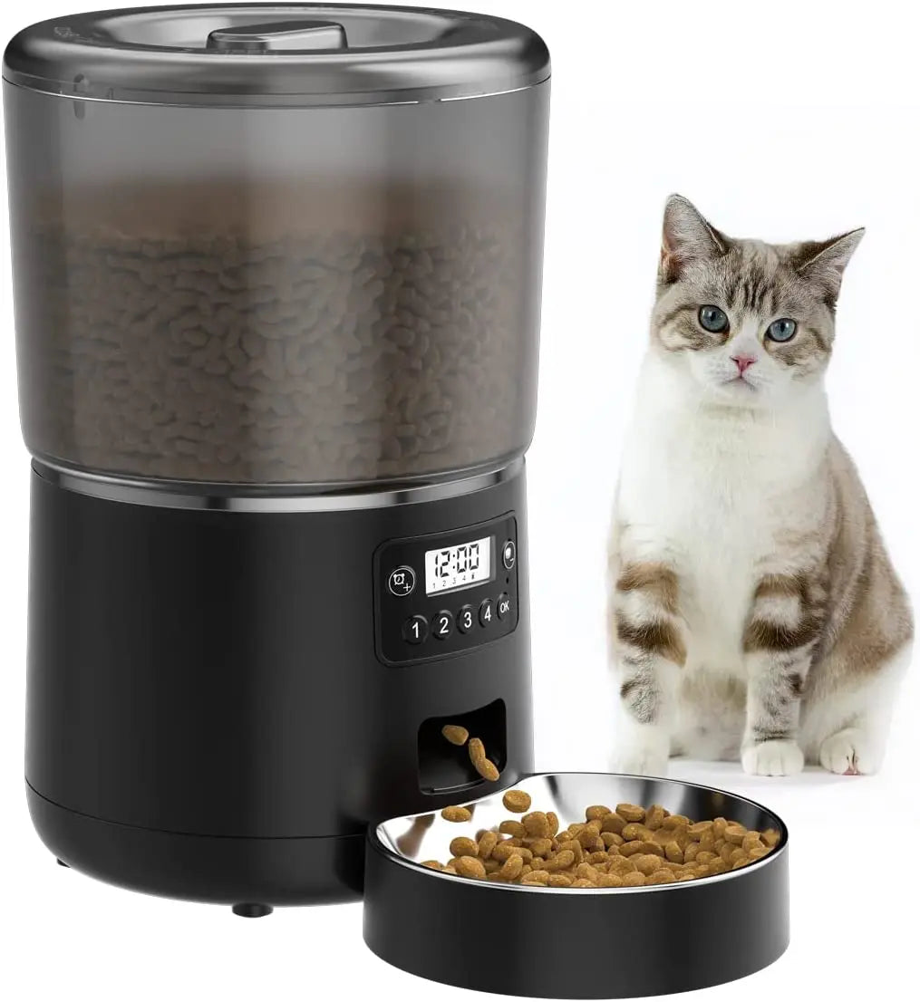 4L Automatic Cat Feeder Stainless Steel Smart WIFI APP Controlled with LCD Display and Time Setting Smart Pet Feeder