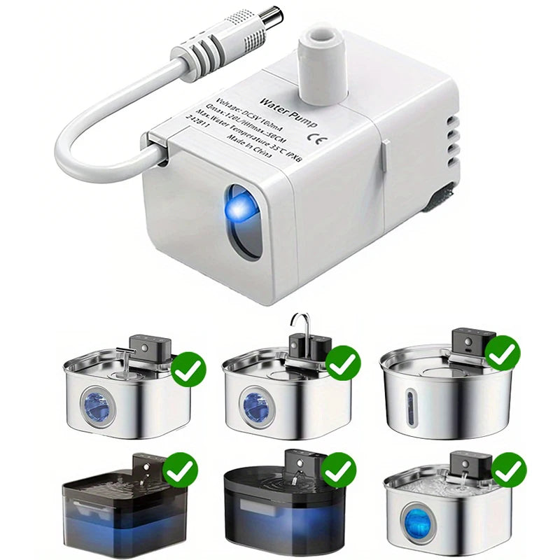 Replacement Pump for Pet Water Fountains Ultra-Quiet Water Pump for 2.2L & 3.2L Cat Water Fountain Suitable for Cats Dogs