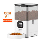 6L Stainless Steel Solid Automatic Cat Feeders Timed Dry Food Dispenser with Button Control 10s Voice Recorder Smart Pet Feeder