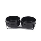Ceramic Dog Bowls Set Stainless Steel Pet Feeder with Holder Double Bowls for Cats and Small Dogs
