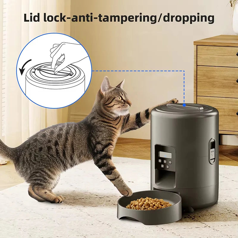 2L/67.63oz Smart Pet Feeder Auto Cat Food Dispenser Smart Dog Dry Food Bowl Button Control Pet Feeder for Cats