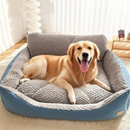 Luxury Extra-Large Dog Bed Plush Pet Sofa with High Backrest Solid Pattern All-Season Comfort Easy-Clean Cover for Large Dogs
