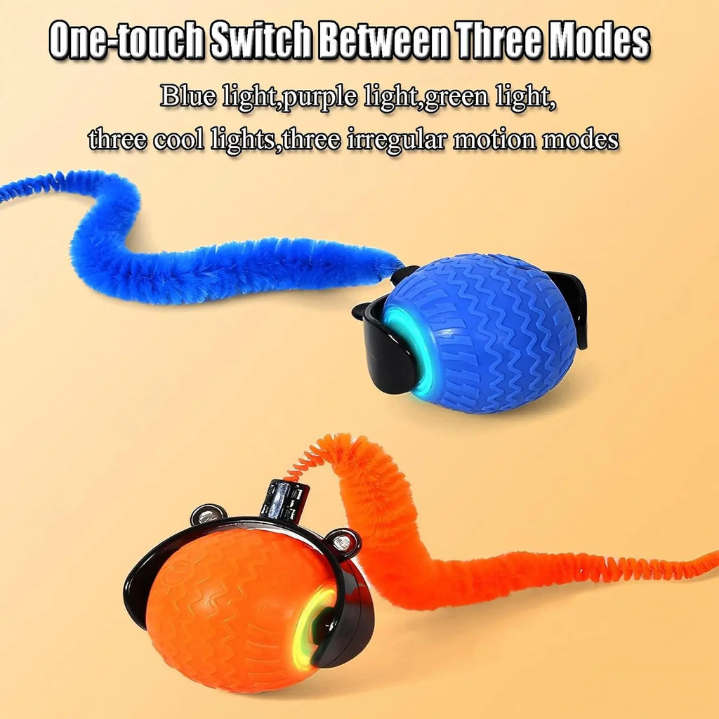 2Pack Interactive Cat Toy for Indoor Cats Speedy Ball with Tail Automatic Moving Cat Balls for Bored Indoor Adult Cats