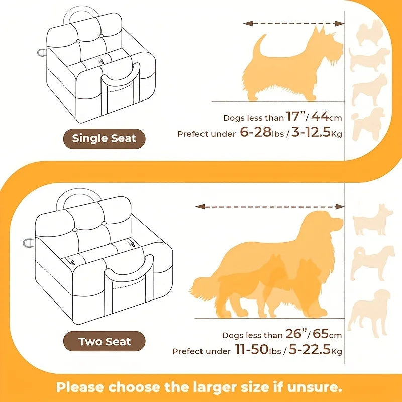 Custom Travel Bolster Dog Car Seat with Safety Buckle Luxury Dog Beds Pet Car Seat Dog Accessories Pet Beds