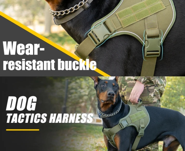 1000D Nylon Dog Vest Harness Set Modern Tactical Outdoor Training Vest Quick Release for Summer Winter Hunting Featuring Print