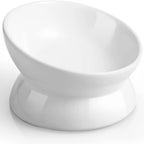 Elevated Cat Food Bowl 5 Oz Ceramic Raised and Tilted Water Bowl Anti Vomiting and Protect Pets' Spines Dishes for Small Dog Cat